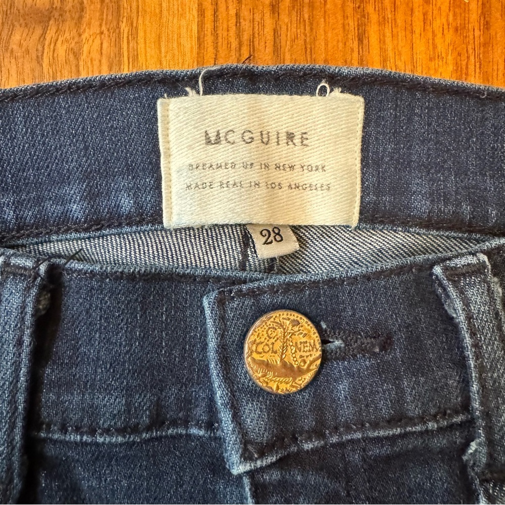 McGuire Raw Edge Hem High Rise Skinny Jeans in Dark Wash. Size Women’s 28 - Picture 8 of 17